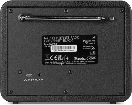 Audizio Nardo Επιτραπέζιο Ραδιόφωνο Ρεύματος DAB+ με Bluetooth Μαύρο