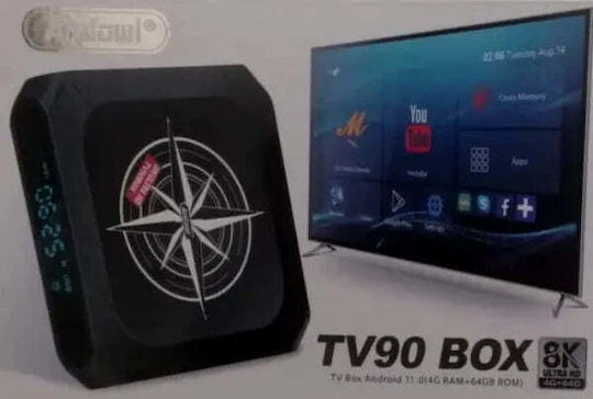 Andowl TV Box TV90 FDTV90 8K UHD with WiFi USB 2.0 4GB RAM and 64GB Storage Space with Operating System Android 11.0