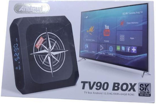 Andowl TV Box TV90 FDTV90 8K UHD with WiFi USB 2.0 4GB RAM and 64GB Storage Space with Operating System Android 11.0