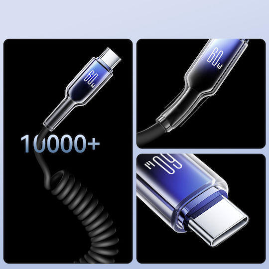 Joyroom Series Spiral USB 2.0 Cable USB-C Male - USB-C 60W PD Black 1.5m
