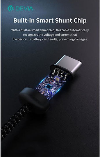 Devia USB 2.0 Cable USB-C male - USB-C 60W PD Μαύρο 1m
