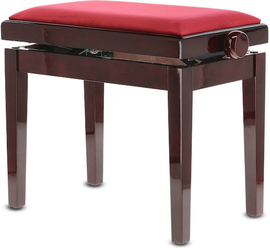 Gewa Deluxe Adjustable Piano Bench High Gloss Mahogany L52xW30xH48-57cm