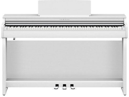 Yamaha Electric Upright Piano Clavinova Set with 88 Weighted Keys Built-in Speakers and Connection with Headphones and Computer White