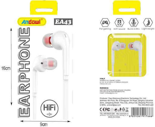 Andowl Ea43 In-ear Handsfree Ακουστικά με Βύσμα 3.5mm