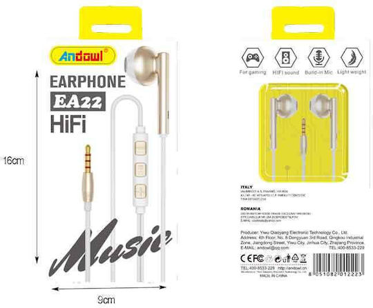 Andowl Ea22 Earbuds Handsfree Headphones with Connector 3.5mm