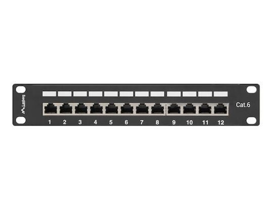 Lanberg Patch Panel Shielded για Rack 1U 10" 12 Θυρών Μαύρο