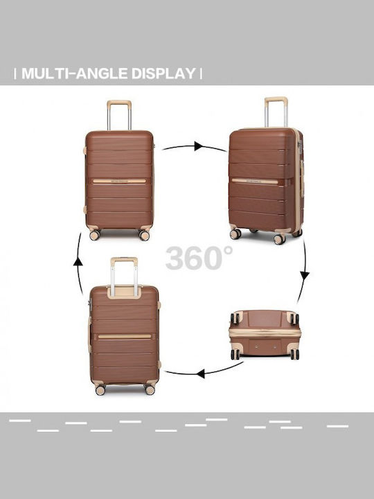 Miss Lulu British Traveller Βαλίτσες Ταξιδιού Σκληρές Brown And Apricot με 4 Ρόδες Σετ 3τμχ
