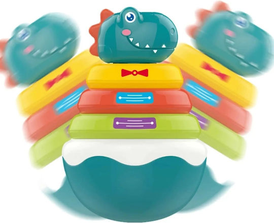 Jucărie pentru bebeluși de 6 luni+ Dinozaur Roly Poly Piramidă cu Inele cu Sunete Plastic 16.5x11x11 cm Multicolorată