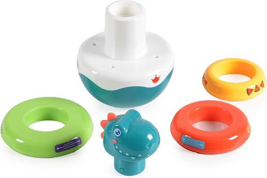 Jucărie pentru bebeluși de 6 luni+ Dinozaur Roly Poly Piramidă cu Inele cu Sunete Plastic 16.5x11x11 cm Multicolorată