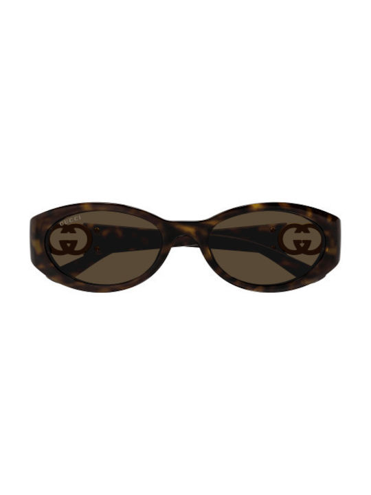 Gucci Women's Sunglasses with Brown Tartaruga Plastic Frame and Brown Lens GG1662SA 002