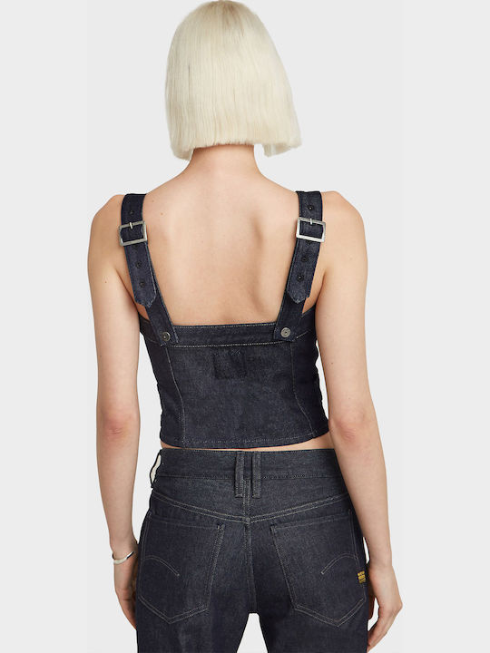 Damen Korsett Bluse Raw Denim