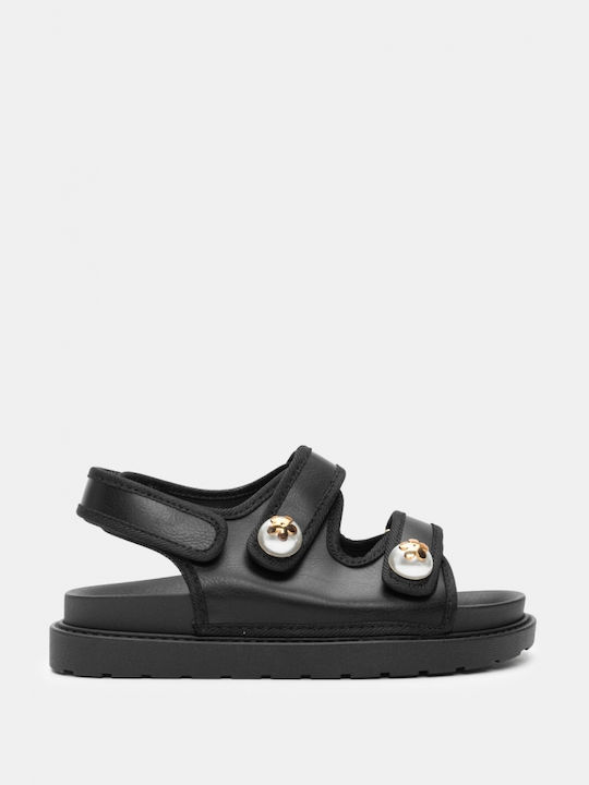 Luigi Women's Flat Sandals Flatforms in Black Color