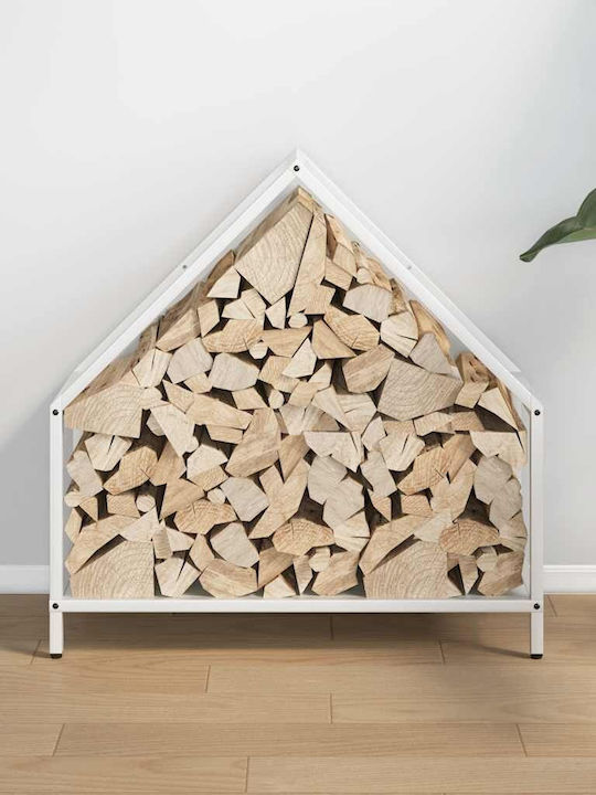 vidaXL Inox Ράφι Αποθήκευσης Ξύλων 60x25x60cm Λευκό