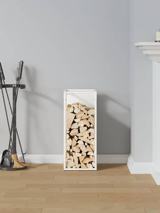 vidaXL Inox Ράφι Αποθήκευσης Ξύλων 25x25x60cm Λευκό