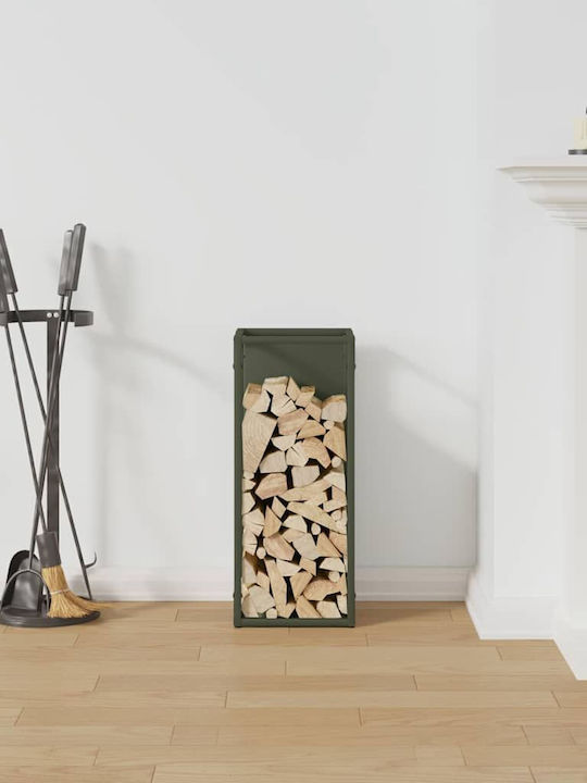 vidaXL Inox Ράφι Αποθήκευσης Ξύλων 25x25x60cm Πράσινο