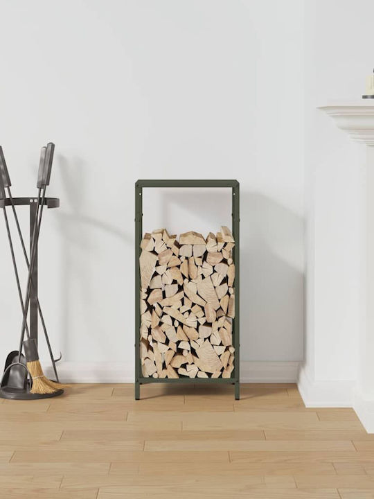vidaXL Firewood Inox Shelf Wood Storage 34x25x70cm Green