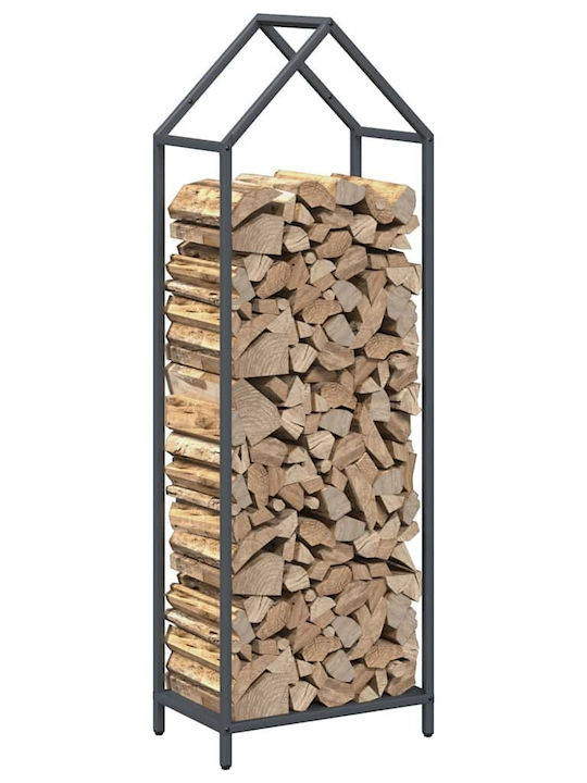 vidaXL Дърва за огрев Inox Рафт Съхранение на Дърва 40x25x120см Сив