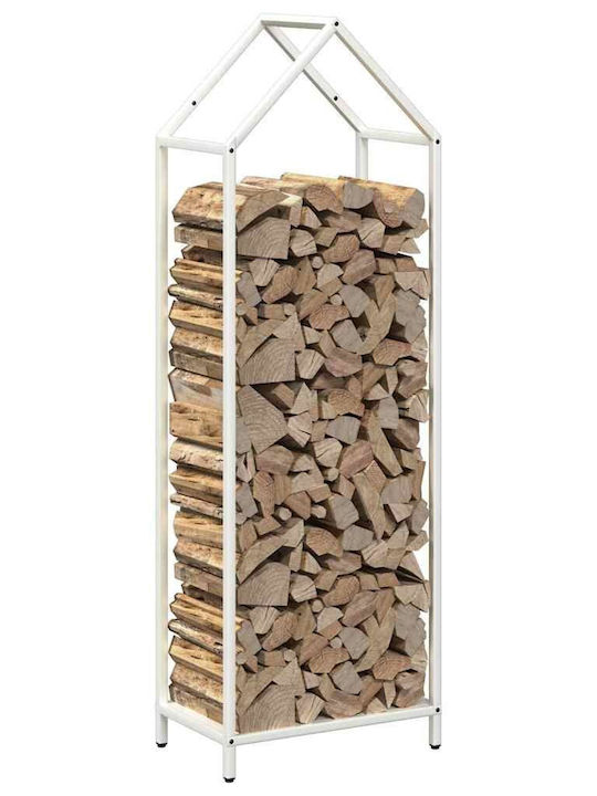 vidaXL Lemn de foc Inox Raft Depozitare lemne 40x25x120cm Alb