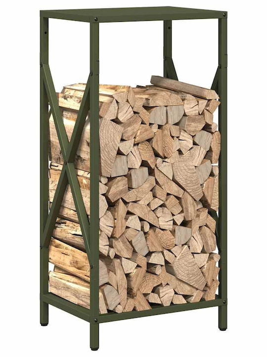 vidaXL Firewood Inox Shelf Wood Storage 34x25x70cm Green