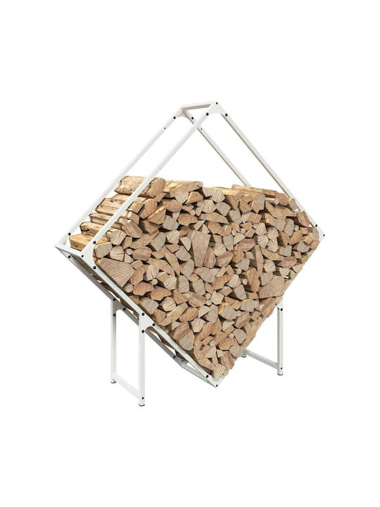 vidaXL Inox Ράφι Αποθήκευσης Ξύλων 100x25x100cm Λευκό