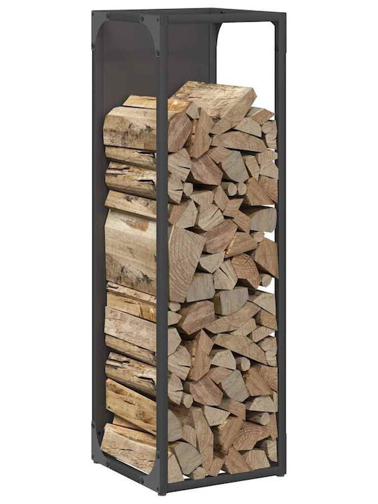 vidaXL Lemn de foc Inox Raft Depozitare lemne 25x25x80cm Negru