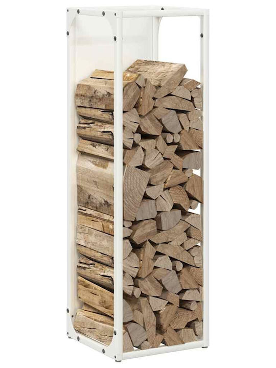 vidaXL Inox Ράφι Αποθήκευσης Ξύλων 25x25x80cm Λευκό