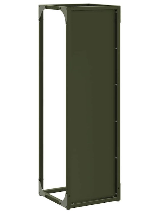 vidaXL Inox Ράφι Αποθήκευσης Ξύλων 25x25x80cm Πράσινο
