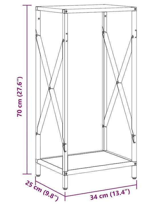 vidaXL Inox Ράφι Αποθήκευσης Ξύλων 34x25x70cm Λευκό