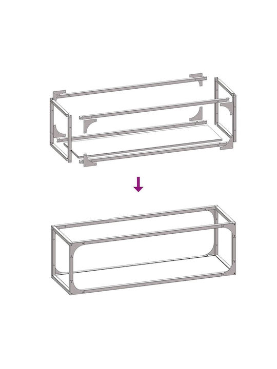 vidaXL Inox Ράφι Αποθήκευσης Ξύλων 25x25x80cm Γκρι