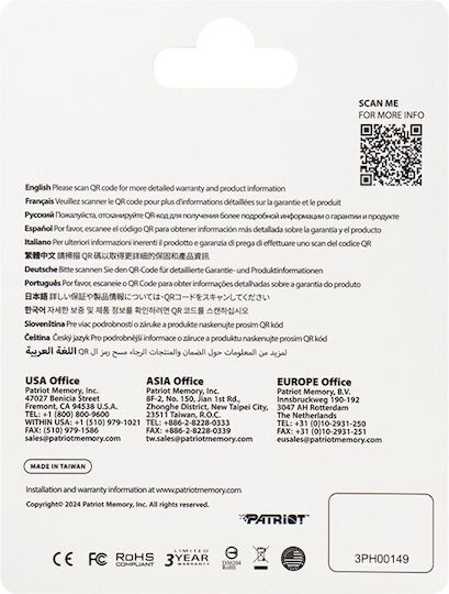 Patriot microSDXC 256GB U3 V30 A2 90MB/s With Adapter