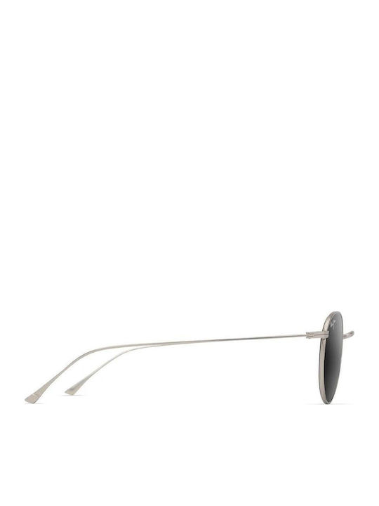 Maui Jim Matte Unisex Sunglasses with Silver Metal Frame and Silver Polarized Mirror Lens 691-17
