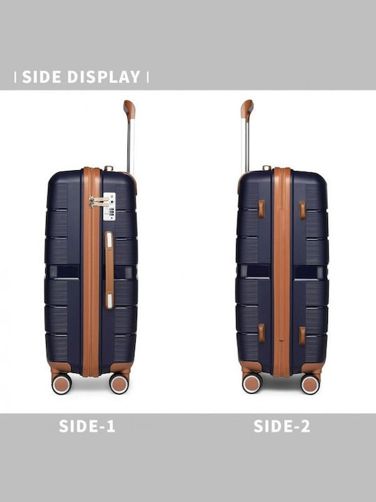 Miss Lulu British Traveller Cabin Hard Suitcase Navy with 4 Wheels Height 55cm