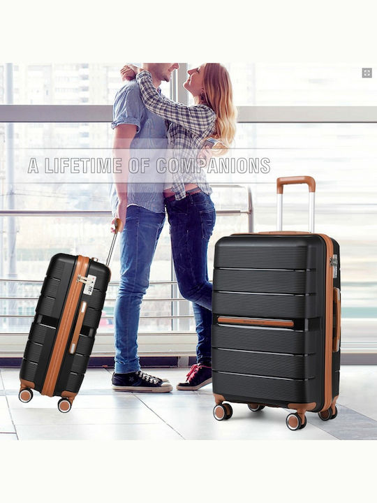 Miss Lulu British Traveller Μεσαία Βαλίτσα Ταξιδίου Σκληρή Black με 4 Ρόδες Ύψους 66εκ.