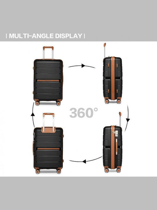 Miss Lulu British Traveller Βαλίτσα Ταξιδίου Καμπίνας Σκληρή Black με 4 Ρόδες Ύψους 55εκ.