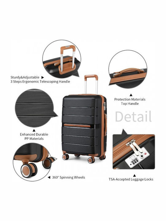 Miss Lulu British Traveller Βαλίτσα Ταξιδίου Καμπίνας Σκληρή Black με 4 Ρόδες Ύψους 55εκ.