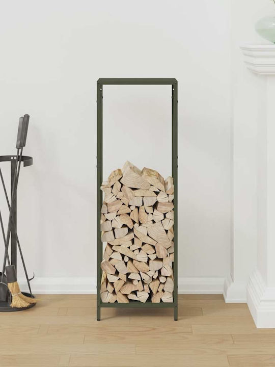 vidaXL Inox Ράφι Αποθήκευσης Ξύλων 34x25x100cm Πράσινο