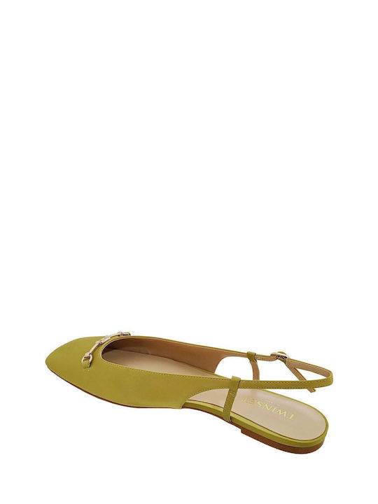 Twinset Σατέν Γυναικείες Μπαλαρίνες Slingback σε Πράσινο Χρώμα Twinset Σατέν Γυναικείες Μπαλαρίνες Slingback σε Πράσινο Χρώμα