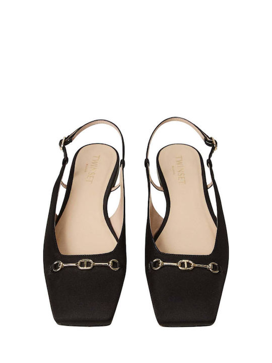 Satin Slingback Ballerinas Black