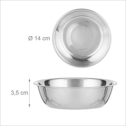 Relaxdays Stainless Steel Bowl Food & Water for Dog & Cat with Base 300ml 18cm in Beige Color