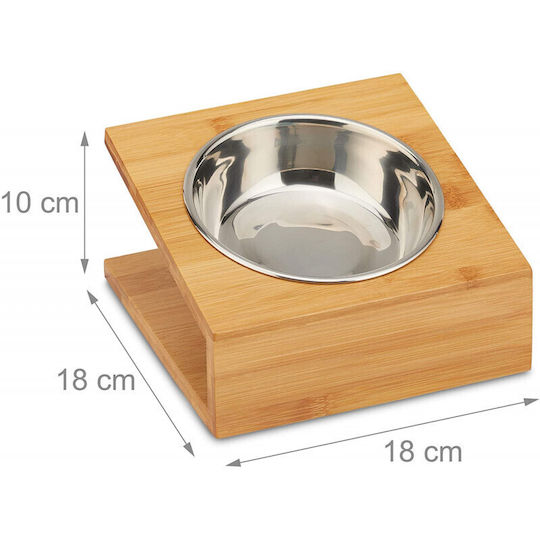 Relaxdays Stainless Steel Bowl Food & Water for Dog & Cat with Base 300ml 18cm in Beige Color