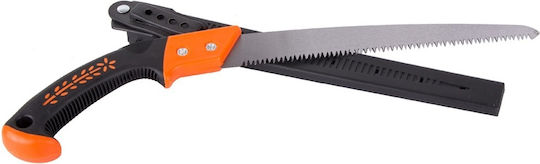 Fierăstrău manual cu teacă de siguranță, mâner din plastic, lungime totală 49cm, lamă 30cm, negru-portocaliu