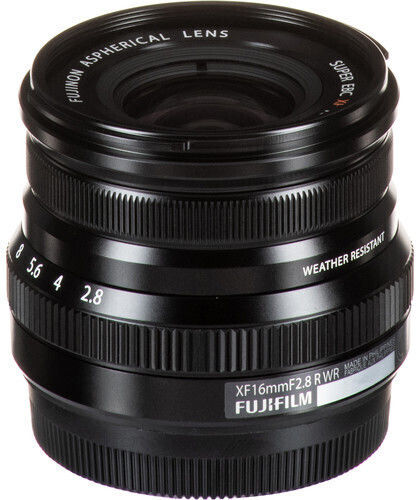 Fujifilm Crop Camera Lens Fujinon XF 16mm f/2.8 R WR Wide Angle for Fujifilm X Mount Black
