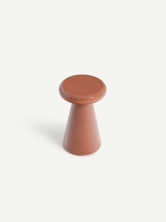 Masă Laterală Rotundă Mese De Cafea Din Sticlă Portocalie L40xL40xÎ56cm