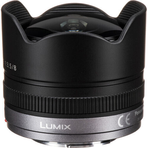 Panasonic Crop Camera Lens Lumix G 8mm f3.5 Fisheye for Micro Four Thirds (MFT) Mount Black