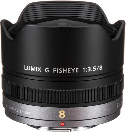 Panasonic Crop Camera Lens Lumix G 8mm f3.5 Fisheye for Micro Four Thirds (MFT) Mount Black