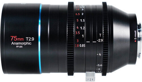 Sirui Full Frame Camera Lens 75mm T2.9 1.6x Anamorphic Standard Zoom for Canon RF Mount Black