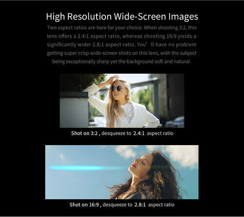 Sirui Full Frame Camera Lens 75mm T2.9 1.6x Anamorphic Standard Zoom for Canon RF Mount Black