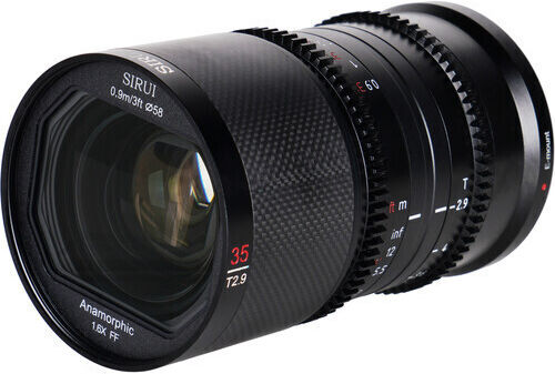 Sirui Full Frame Camera Lens Saturn 35mm T2.9 1.6x Carbon Fiber Full-Frame Anamorphic for Fujifilm X Mount Black