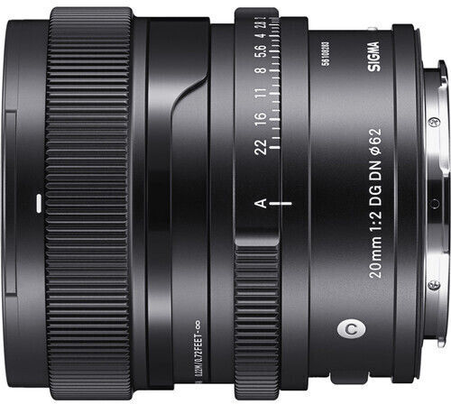 Sigma Full Frame Camera Lens 20mm F/2 DG DN Contemporary Fixed for Leica L Mount Black