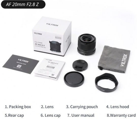 Viltrox Full Frame Camera Lens AF 20mm f/2.8 E Wide Angle for Nikon Z Mount Black